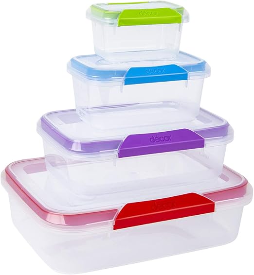 4 Pc Conjunto de contenedor de almacenamiento de alimentos de plástico