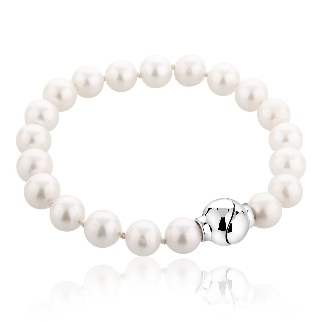 Nenalina Ladies Bracelet, 8.5 mm Freshwater Cultured Pearl Bracelet with magnetic clasp made of 925 sterling silver, length 18.5 cm, 723048-042