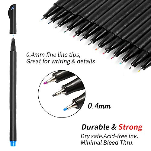 Journal Planner Pens Fineliner Point Markers Colored Pens Set Drawing Pens for Bullet Journaling Writing Note Taking Calendar Coloring Art Office School Supplies, 24 Colors
