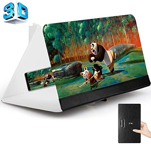 12 inches Screen Magnifier for Cell Phone, Apobob 3D HD Mobile Phone Screen Enlarger Movies Amplifier Magnifying Glass Mount Desktop Leather Bracket Holder Stand for for iPhone Samsung Any Smart Phone