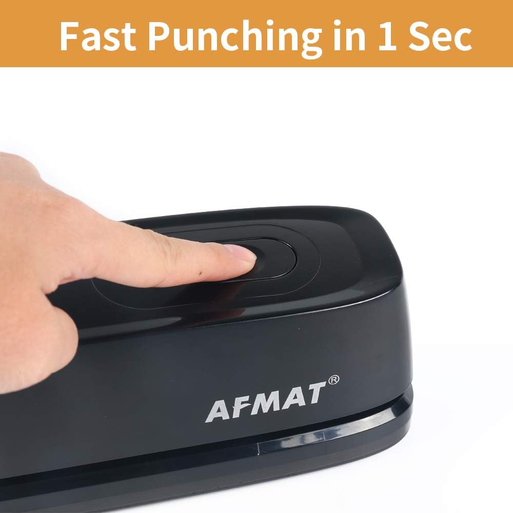3 Hole Punch, AFMAT Electric Three Hole Punch Heavy Duty, 20-Sheet Punch Capacity, AC or Battery Operated Paper Puncher, Effortless Punching, Long Lasting Paper Punch for Office School Studio, Black : Office Products