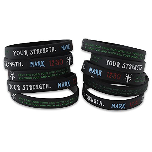 Bible Verse Christian Wristbands (Value Pack of 12 Silicone Bracelets