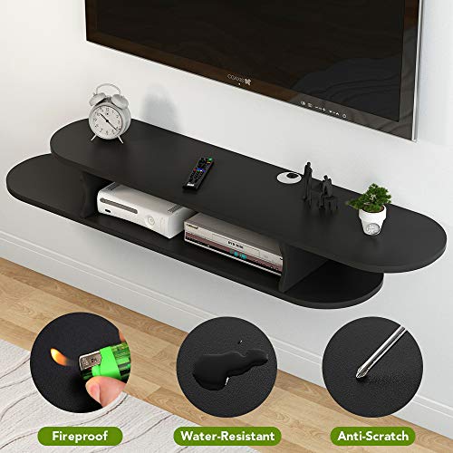 Tribesigns 59 inch Wall Mounted Media Console, 2 Tier Floating TV Stand Shelf Entertainment