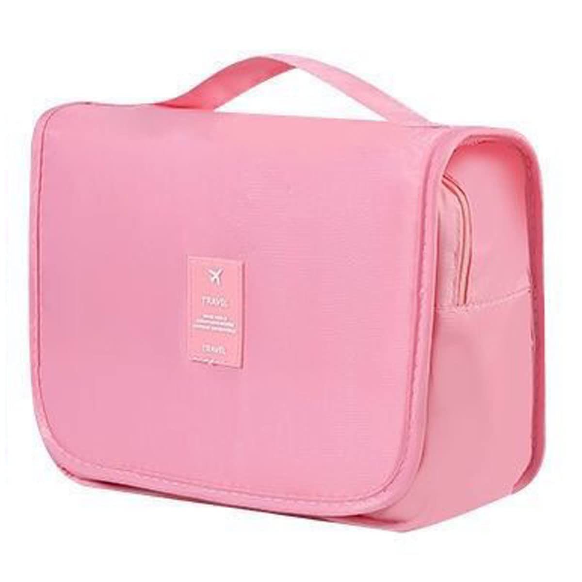 Travel Hanging Toiletry Wash Bag, Veyarien Folding Waterproof Makeup Cosmetic Bags Organizer for Women Ladies Girls (Pink)