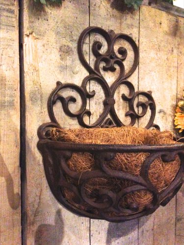 Antikas - Blumenkasten im Landhausstil, schöne Metall Balkonkästen mit Kokoseinlage – Bild 3