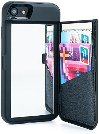 iPhone 7 Case, iPhone 8 Case,Wetben Dual Layer Shockproof PC+TPU Mirror Wallet Case with Stand Feature and Card Holder for Apple iPhone 7 / iPhone 8 , 4.7" (Black Series2)