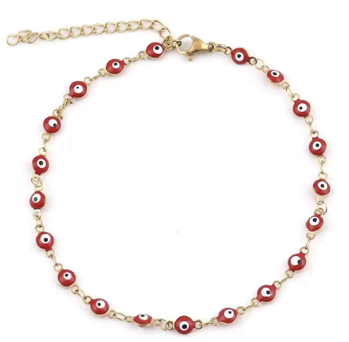 AT Jewellery - Red Evil Eye | Gold Ankle Chain Anklet