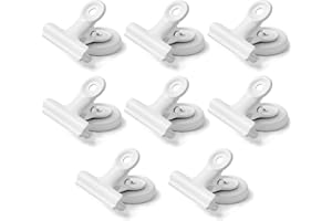 Mi Metty Magnetic Clips,Metal Clips,Refrigerator Whiteboard Wall Magnetic Memo Note Clip,Colored Magnetic Metal Clips for Clipping Photos,Pictures (Round White, 8 Pack)