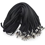 BeebelTM 50PCS 32-Inch Flat Lanyards with Badge Clip (Black)