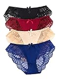Panties Underwear Hipster Panties Sexy Lace Briefs for Women (4 pack)