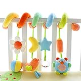 SHILOH Kid Activity Spiral Wrap Around Crib Bed Bassinet Stroller Rail Toy Developmental Plush Soft Toys, Garden