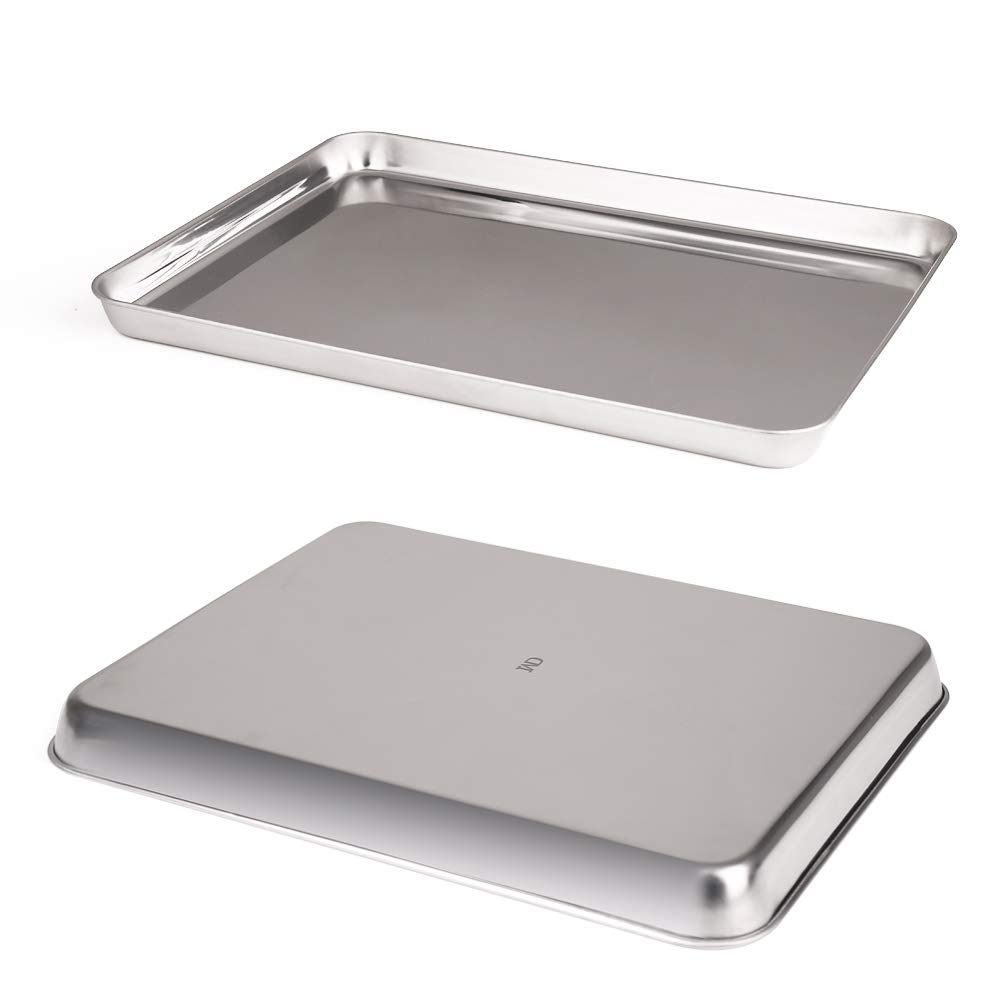 Disumos Baking Sheet with Rack Set Stainless Steel Baking Pan and Cooling Rack Rectangle Baking Pans Tray Sheet with Cooling Rack - Pack of 4 (2 Sheets + 2 Racks)