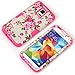 Samsung Galaxy S5 Case MOUKOU(TM) Hot Pink Flowers 3 Pieces Hybrid Design Protective Back Case Cover for Samsung Galaxy S5(Hot Pink)
