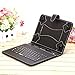 iRULU Leather USB Keyboard Case for 8-9 Inch Touch Screen Tablet with Buttons and Stand -Black