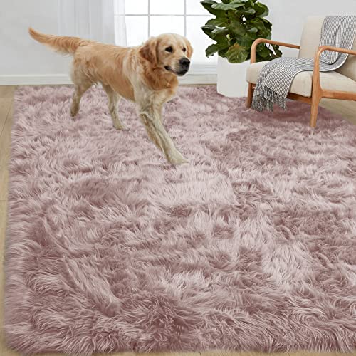 Gorilla Grip Fluffy Faux Fur Rug, 5x7, Machine Washable Soft Furry Area