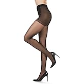 MeMoi Control Top Pantyhose for Women, Back Seam Cuban Heel Pantyhose, Lightweight Womens Stockings - Sizes Small - XL