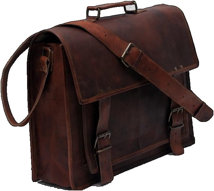True Grit Leather Michigan Leather 14 Inch Laptop Messenger Briefcase Bag