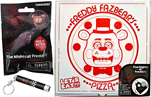 Five Nights At Freddy's Mini Projector Keychains Blind Bag Frightlight + FNAF Freddy Fazbear Pizza Party Kit