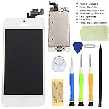 for iPhone 5 White LCD Display Touch Screen Glass Digitizer Assembly With Spare Parts (Home Button & Camera & Flex Cable Sensor)