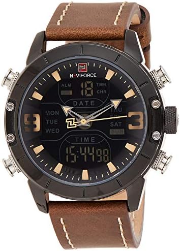 Buy Naviforce Men's Black Dial Genuine Leather Analogue Classic Watch - NF9153L-BYBN in UAE