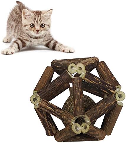 Lamphyface Catnip Toys Sticks with Ball Organic Natural Plant Matatabi Silvervine Cat Playing Relaxing Teeth Cleaning Chew Toy for Cat Kitten Kitty