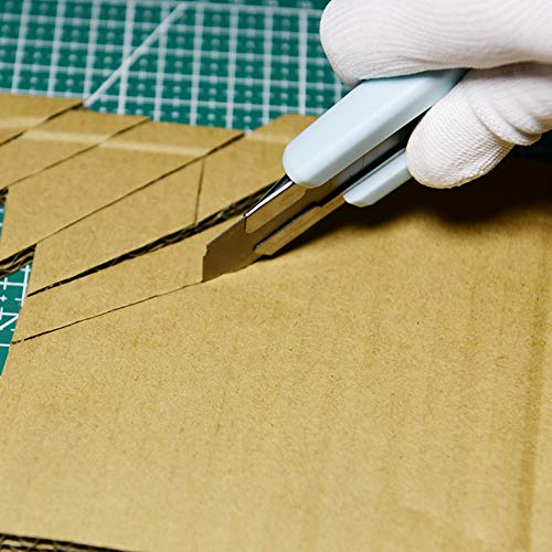 WEKOIL Utility Knives Retractable Box Cutter,18mm Wide Snap Off Blade Knife,11 Carbon Steel Blades,Hobby Art Paper Knives with Comfortable Handle,Heavy Duty for Office Home Warehouse,Blue - Thumbnail 3