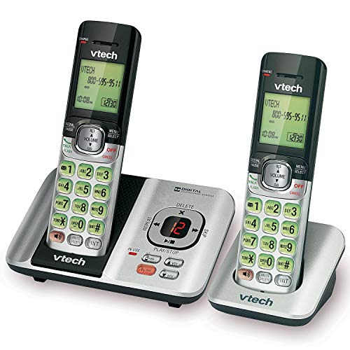 VTech CS6529-2 DECT 6.0 Phone Answering System with Caller ID/Call Waiting, 2 Cordless Handsets, Silver/Black (Certified Refurbished)