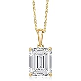 Gem Stone King 3.00 Ct Emerald Cut 14K Yellow Gold IGI Certified Lab Grown Diamond Pendant Necklace | E-F Color | VS1-VS2 Clarity | Gold Necklace For Women | With 18 Inch Gold Chain