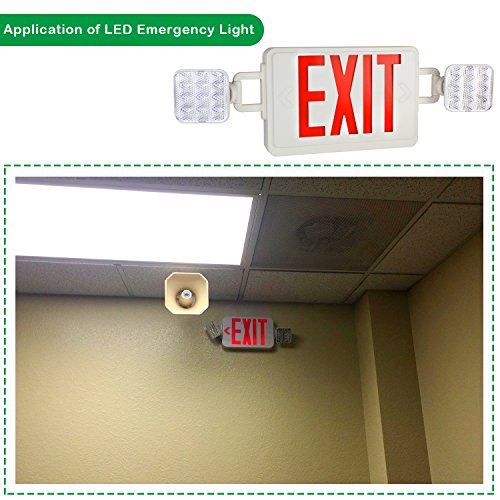 Hykolity Double Face Red Exit Sign LED Combo Emergency Light with
