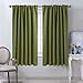 NICETOWN Bedroom Curtains Holiday Decor - (Olive Green) 52 inches x 63 inches, Double Panels, Thermal Insulated Rod Pocket/Back Tab Blackout Curtains for Window