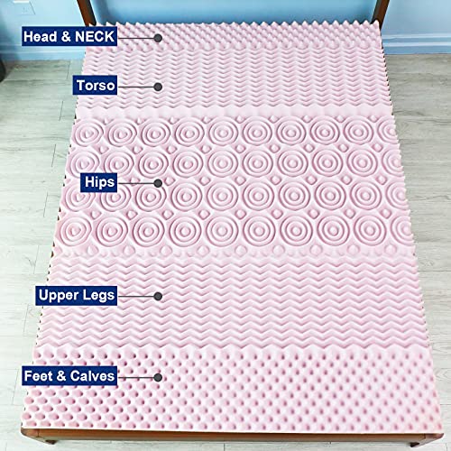 Lauraland 2Inch Mattress Topper King, 5 Zone Lavender Memory Foam