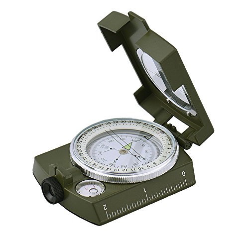 Tactical Military Prismatic Sighting Compass Luminous Multi-function Metal High-grade Folding Outdoor Camping Hiking Activities Survival Pointing Guide Travel Geology Pocket Prismatic Compasses