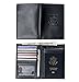 Genuine Leather Passport Cover w/ Currency Pocket for International Travel Accessories, Case, Holder (Onyx Black w/ USA Great Seal)