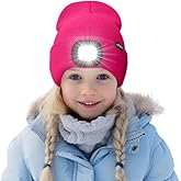 ATNKE Kids LED Lighted Beanie Hat,USB Rechargeable 4 LED Running Headlamp Bright Cap with Light Gifts for Boys and Girls