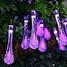 Icicle Halloween Solar String Lights, 15.7ft 8 Light Modes 20 LED Water Drop Halloween Decorations String Lighting for Indoor/Outdoor Home, Patio, Lawn, Garden, Party (Purple)