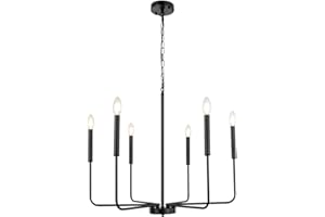 WBinDX Black Chandelier Modern Farmhouse Dining Room Light Fixture, 6-Light Rustic Industrial Metal Chandeliers for Entryway Foyer Living Room Bedroom Kitchen Island