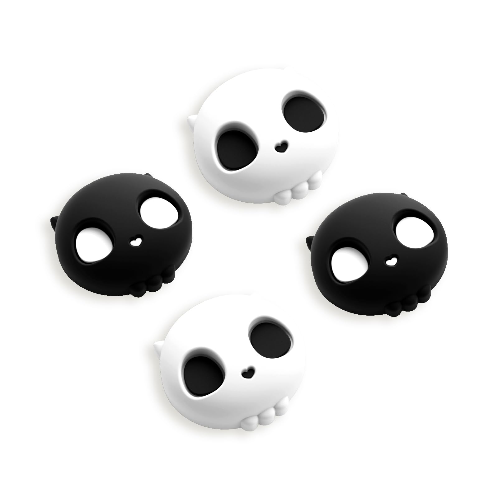 GeekShare Skull Joystick Caps Compatible with Nintendo Switch 2, Anti-Slip Silicone Thumb Grip Caps for Switch 2025, Black & White, 4PCS