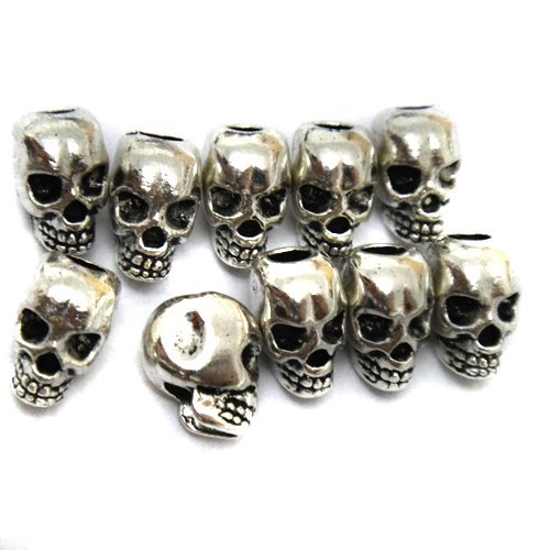QTMY 50 PCS 4mm Macroporous Skull Spacer Beads for Jewelry Making Supplies in Bulk