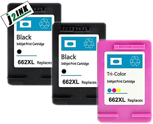 J2INK 3 Pack #662 XL Black &Color Ink Cartridges for Deskjet 1015 1515 2515 2545