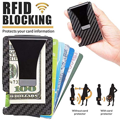 Montana West Minimalist Carbon Fiber Wallet RFID Credit Card Holder for Men Cash Clip AR RFD-002CF