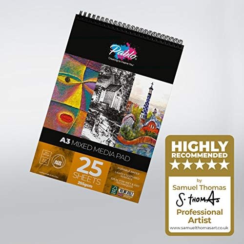Spiral Bound Mixed Media Art Pad - 255gsm, 25 Sheets - by PABLO® (A3)