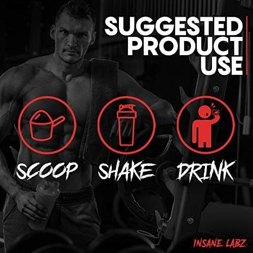 Insane Labz Psychotic Black Edition Mid Stimulant Pre Workout Powder, Energy Focus Pumps, Loaded with Creatine Beta Alanine Taurine Fueled by AMPiberry, Variety 30 Servings