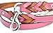 Soft Touch Collars Raspberry Pink Leather Braided Dog Leash, 6 Foot x 3/4 inch, Walking or Training Lead for Large and Medium Size Dogs