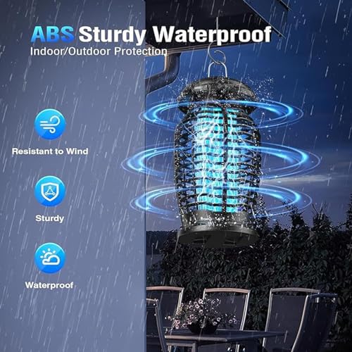 BYXAS Bug Zapper Outdoor Indoor, 15W Electric Mosquito Zapper with 4200V UV Light, Coverage of 1/2 Acre, 3 Prong Plug, Waterproof Fly Trap for Patio, Yard, Garden, Indoor Use