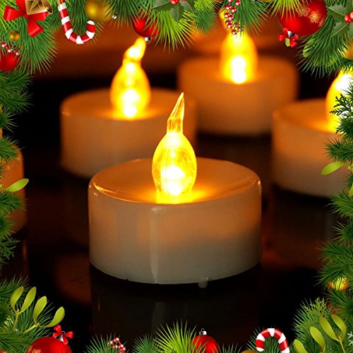 image for 24pcs Yellow Flickering LED with Remote Control Tea Lights Flameless C