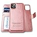 AMOVO iPhone 11 Pro Max Wallet Case [2 in 1 Detachable] Vegan Leather Case for iPhone 11 Pro Max (6.5’’) [Wristlet] [Kickstand] iPhone 11 Pro Max Flip Case (11ProMax (6.5'') Rosegold)