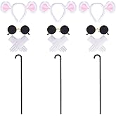 12 Pcs Mouse Costume Accessories Set Mouse Ears Headband Sunglasses Blind Cane White Gloves for Halloween Adult Women Costume