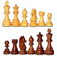 StonKraft Collector Edition Wooden Chess Pieces Chess Coins Pawns Chessmen Figurine Pieces (with Two Extra Queens)(3.75" Brown)