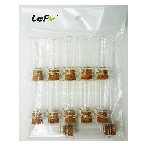 LEFVâ„¢ 10ml Small Bottles Transparent Mini Glass Jars with Cork Stoppers Top - Message Weddings Wish Jewelry Pendant Charms Kit Party Favors - Pack of 12
