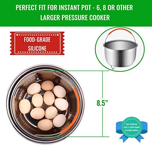 Cooker Steamer Basket for 6 or 8 Quart Instant Pot Pressure Cooker for Egg, Meat, Vegatables, Kitchen Accessory (silver) - Thumbnail 7